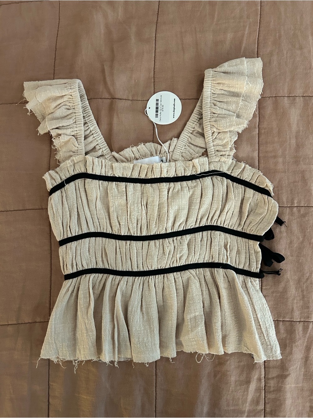 Isalis Darcy Ruffle Top in Oat